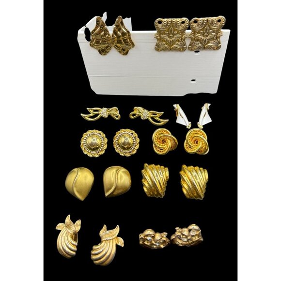 Jewelry - Vintage Gold-Tone Clip-On Earrings Set Assorted Styles Retro Jewelry Collection